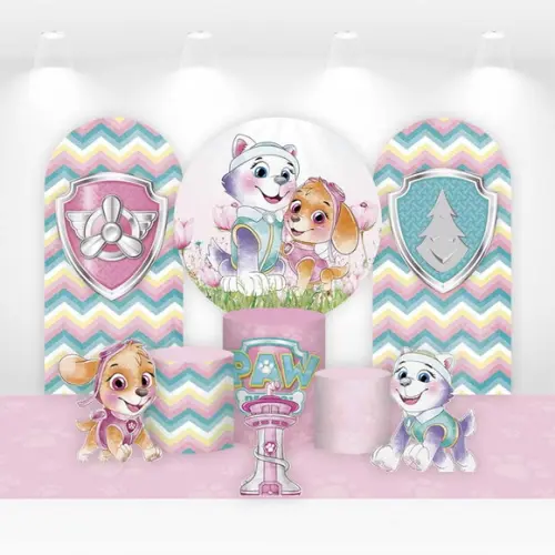 Kit Painéis, Cilindros e Displays para Festa Patrulha Canina