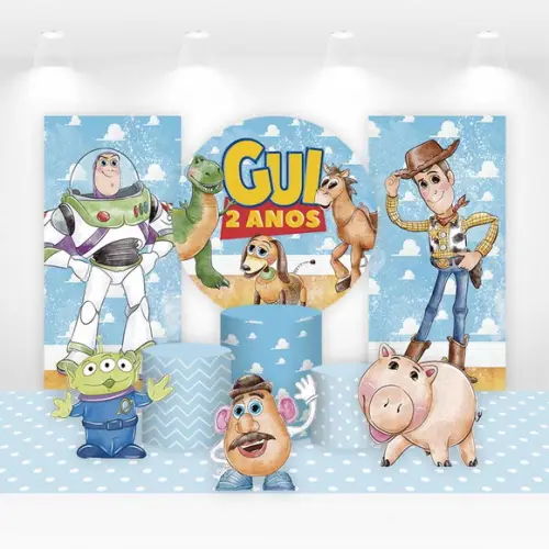 Kit Painéis, Cilindros e Displays para Festa Toy Story