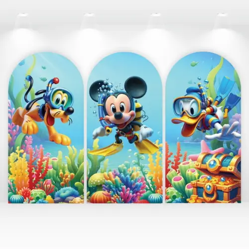 Kit Romanos ou Retangulares Mickey Fundo do Mar 2x1m