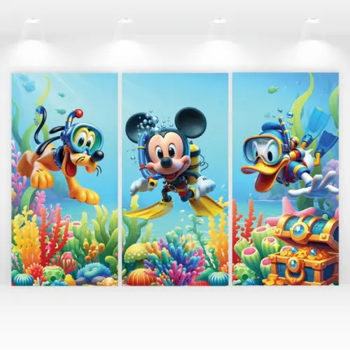 Kit Romanos ou Retangulares Mickey Fundo do Mar 2x1m