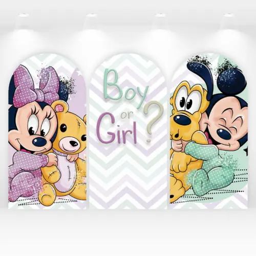 Kit Trio de Painéis Vestfácil Chá Revelação Mickey e Minnie