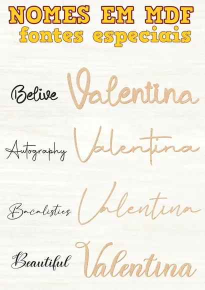Nome 60cm mdf 6mm Personalizado Fonte Especial