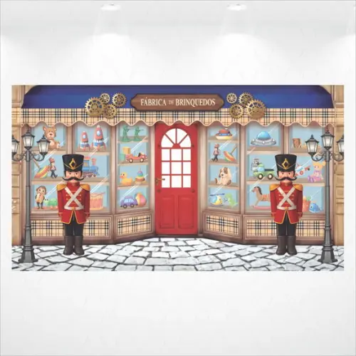 Painel Fabrica de Brinquedos Natal 5x2,8m