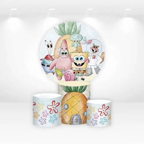 Painel Redondo + Kit Capas de Cilindros Bob Esponja
