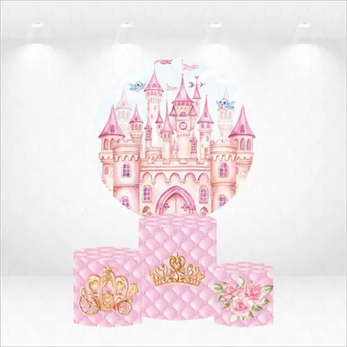Painel Redondo + Kit Capas de Cilindros Castelo de Princesa