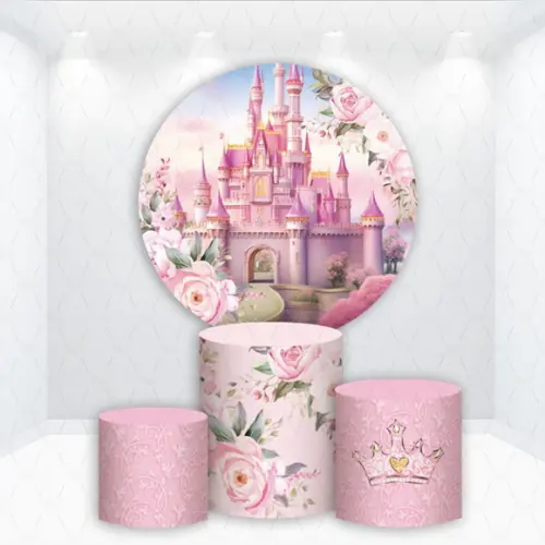 Painel Redondo + Kit Capas de Cilindros Castelo de Princesa