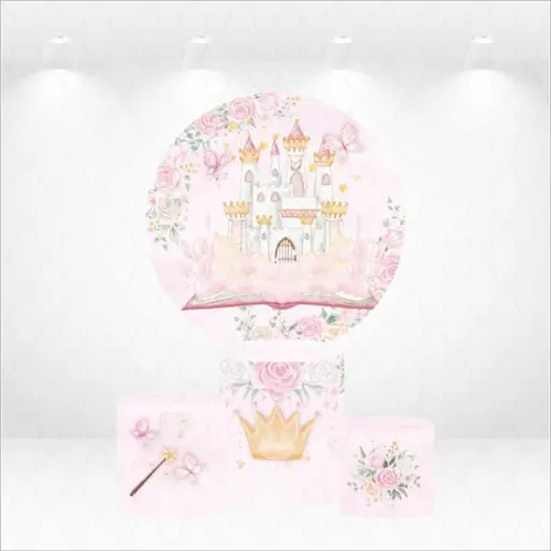 Painel Redondo + Kit Capas de Cilindros Castelo de Princesa