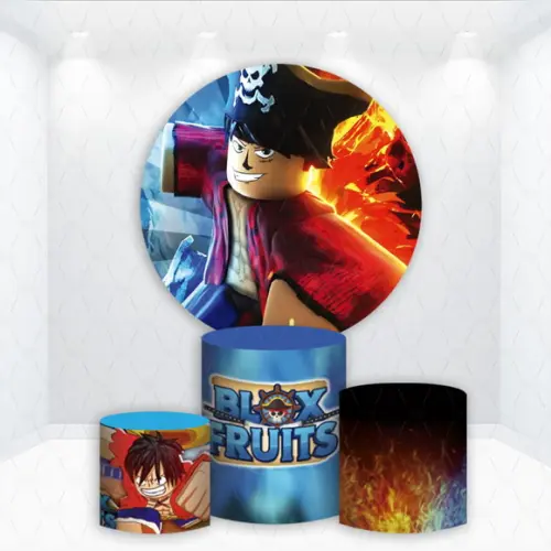 Painel Redondo + Kit Capas de Cilindros Blox Fuits One Piece