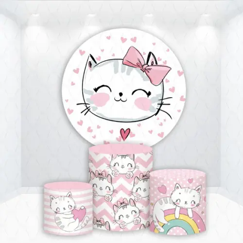 Painel Redondo + Kit Capas de Cilindros Gatinha Pets