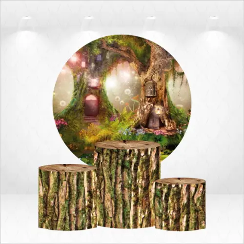 Painel Redondo + Kit Capas de Cilindros Floresta Encantada