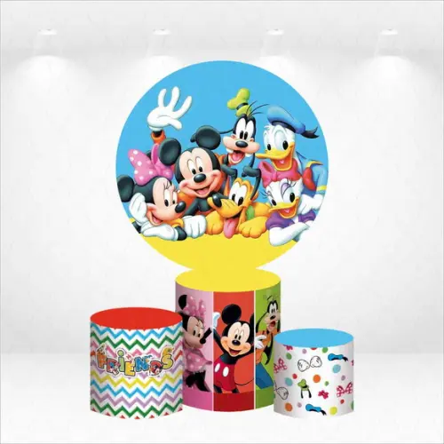 Painel Redondo + Kit Capas de Cilindros Mickey