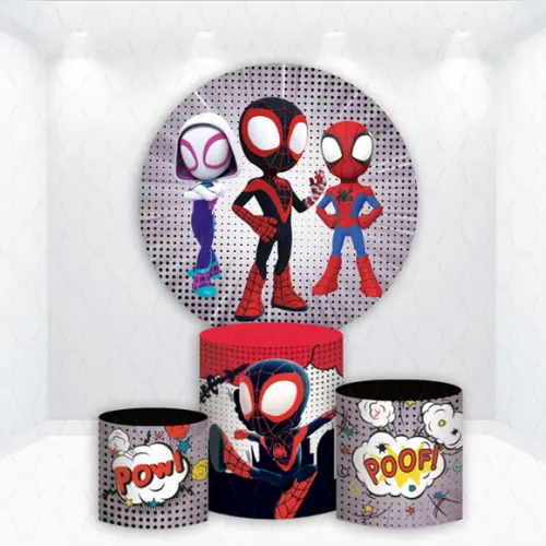 Painel Redondo + Kit Capas de Cilindros Miles Morales