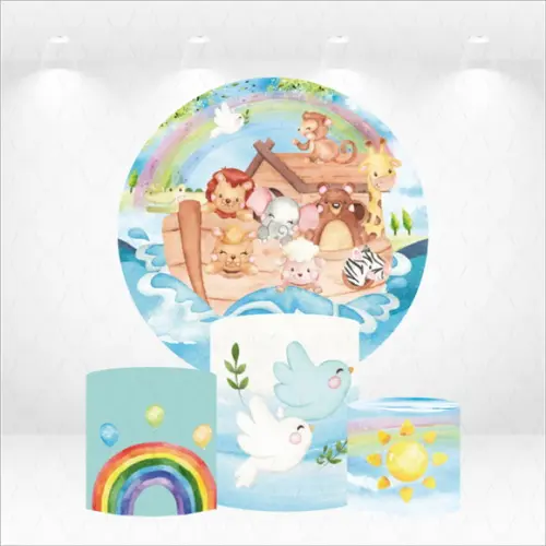 Painel Redondo + Kit de Capas de Cilindros Arca de Noé