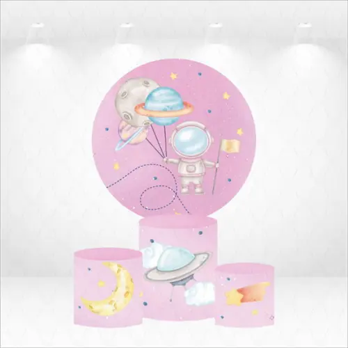 Painel Redondo + Kit de Capas de Cilindros Astronauta