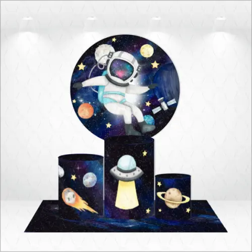 Painel Redondo + Kit de Capas de Cilindros Astronauta