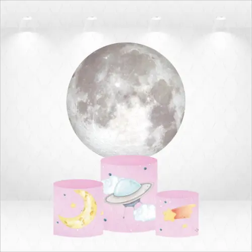 Painel Redondo + Kit de Capas de Cilindros Astronauta