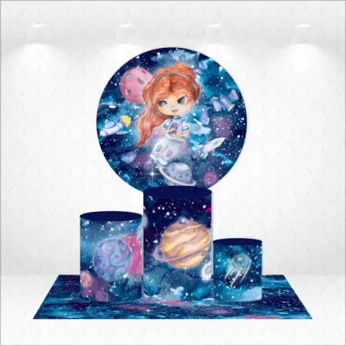 Painel Redondo + Kit de Capas de Cilindros Astronauta