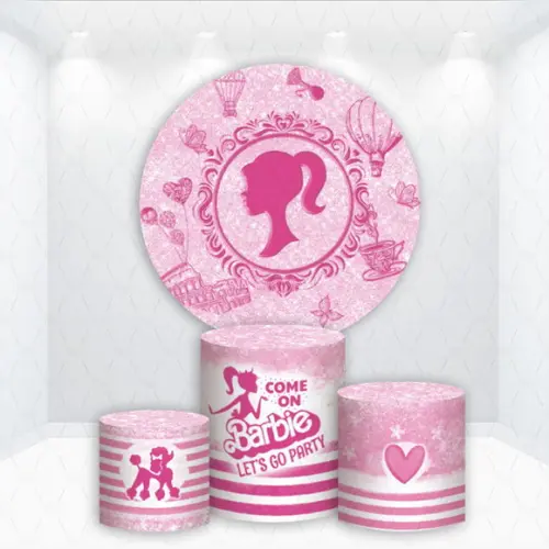 Painel Redondo + Kit de Capas de Cilindros Barbie