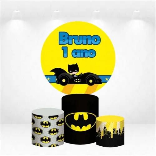 Painel Redondo + Kit de Capas de Cilindros Batman Baby