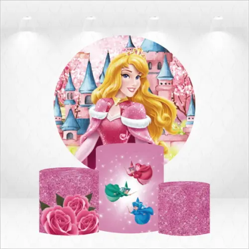 Painel Redondo + Kit de Capas de Cilindros Bela Adormecida