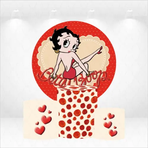 Painel Redondo + Kit de Capas de Cilindros Betty Boop