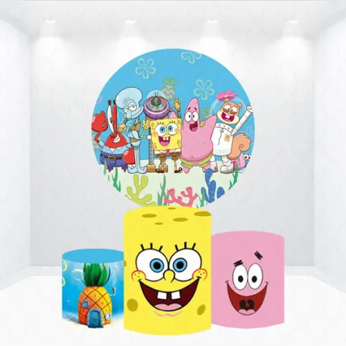 Painel Redondo + Kit de Capas de Cilindros Bob Esponja