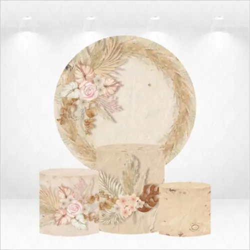 Painel Redondo + Kit de Capas de Cilindros Boho