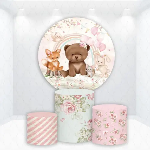 Painel Redondo + Kit de Capas de Cilindros Bosque