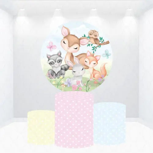 Painel Redondo + Kit de Capas de Cilindros Bosque