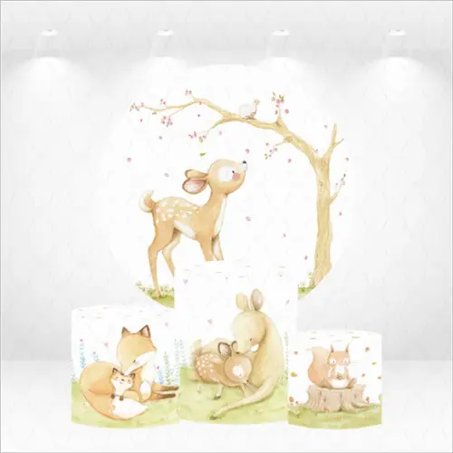 Painel Redondo + Kit de Capas de Cilindros Bosque
