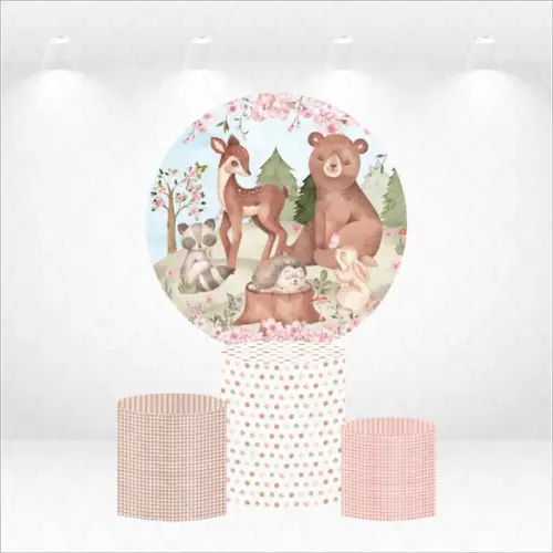 Painel Redondo + Kit de Capas de Cilindros Bosque