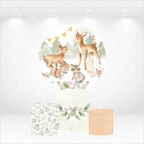 Painel Redondo + Kit de Capas de Cilindros Bosque