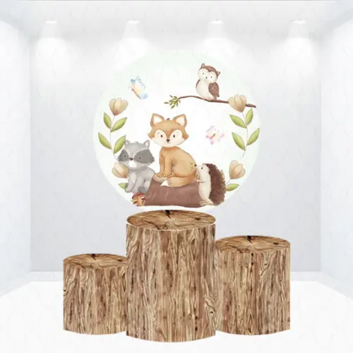 Painel Redondo + Kit de Capas de Cilindros Bosque