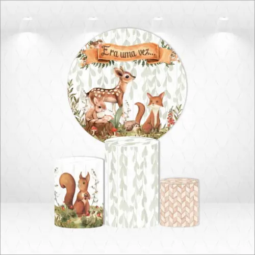 Painel Redondo + Kit de Capas de Cilindros Bosque