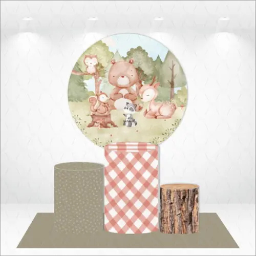Painel Redondo + Kit de Capas de Cilindros Bosque