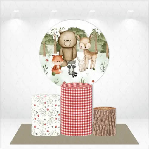 Painel Redondo + Kit de Capas de Cilindros Bosque