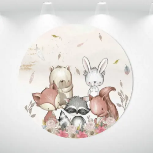 Painel Redondo + Kit De Capas De Cilindros Bosque