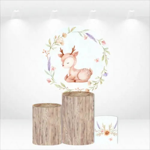 Painel Redondo + Kit de Capas de Cilindros Bosque