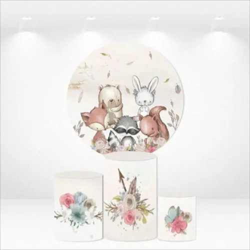 Painel Redondo + Kit De Capas De Cilindros Bosque