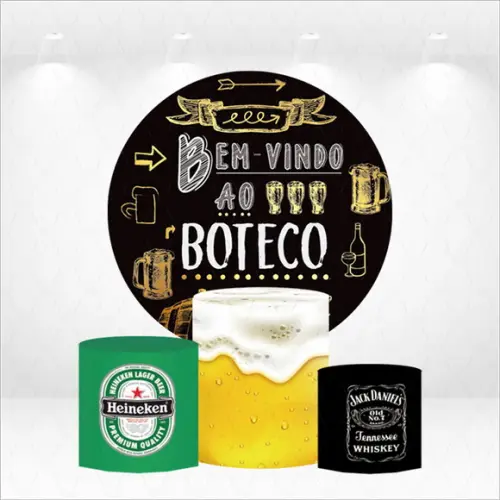 Painel Redondo + Kit de Capas de Cilindros Boteco