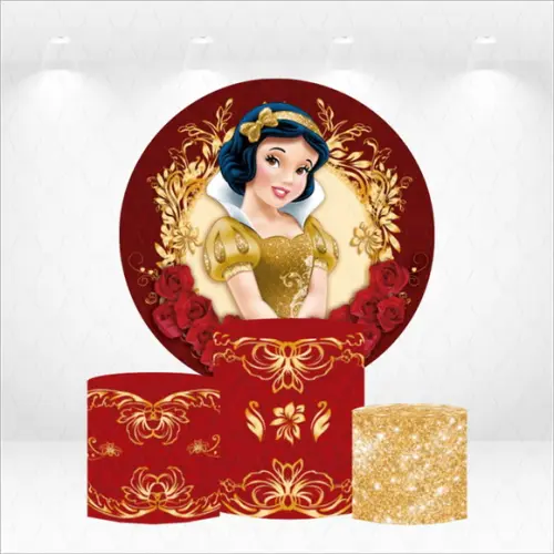 Painel Redondo + Kit de Capas de Cilindros Branca de Neve