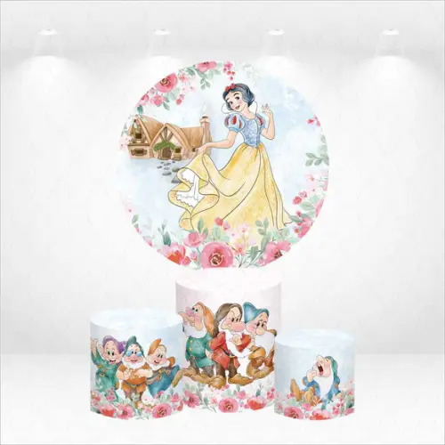 Painel Redondo + Kit de Capas de Cilindros Branca de Neve