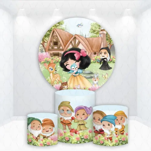 Painel Redondo + Kit de Capas de Cilindros Branca de Neve