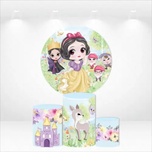 PAINEL REDONDO + KIT DE CAPAS DE CILINDROS BRANCA DE NEVE