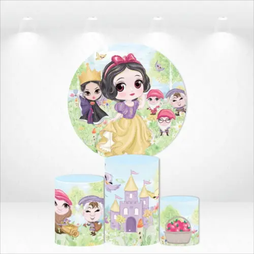 PAINEL REDONDO + KIT DE CAPAS DE CILINDROS BRANCA DE NEVE