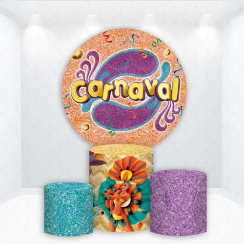 Painel Redondo + Kit de Capas de Cilindros Carnaval