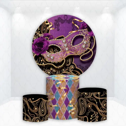 Painel Redondo + Kit de Capas de Cilindros Carnaval