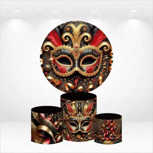 Painel Redondo + Kit de Capas de Cilindros Carnaval