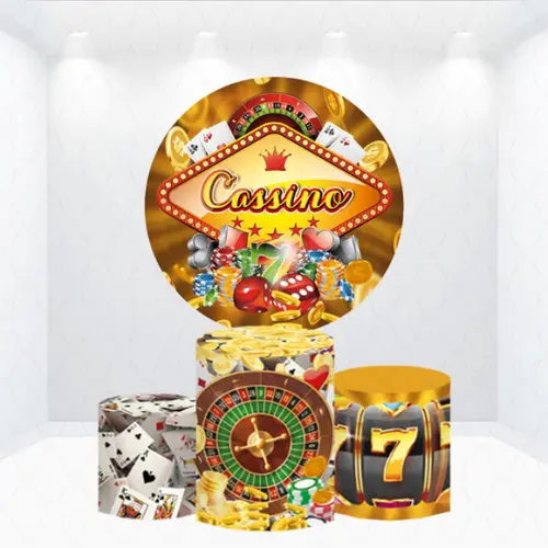 Painel Redondo + Kit de Capas de Cilindros Cassino Las Vegas