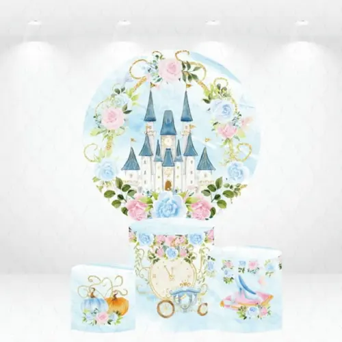 Painel Redondo + Kit de Capas de Cilindros Castelo Princesa